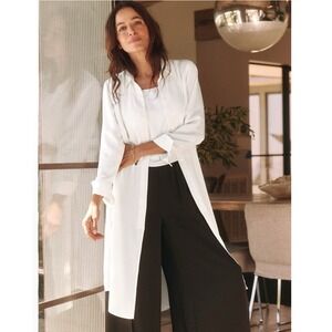 Nic + Zoe Shirt Dress Women's XS Cream Statement Long Sleeve Pleated Vacation